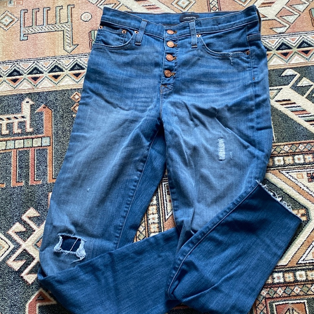 J Crew 9” High Rise Toothpick jeans- Size 29